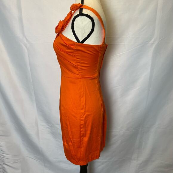 B Darlin Orange Flower One Strap Bodycon Formal Mini Dress Size 3/4 - Picture 5 of 11